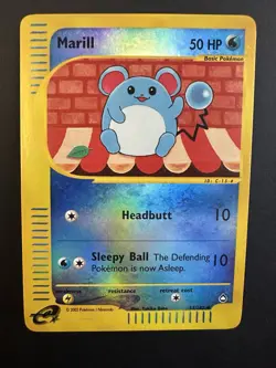 Marill 53/147 2002 Reverse Holo Pokemon Card TCG Lightly Played Aquapolis - Image 1