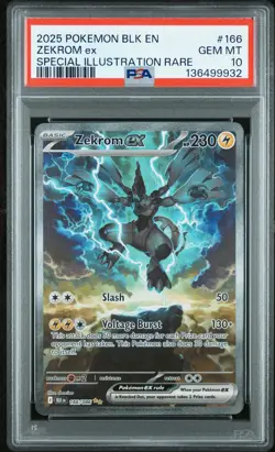 2025 POKEMON BLK EN-BLACK BOLT SPECIAL ILLUSTRATION RARE #166 ZEKROM EX PSA 10 - Image 1