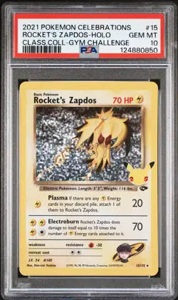 2021 POKEMON CELEBRATIONS CLASSIC COLL #15 ROCKET'S ZAPDOS-HOLO PSA 10 - Image 1