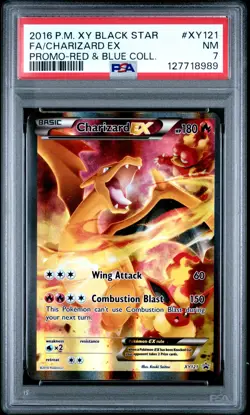 2016 Pokemon Xy Black Star Promo Charizard EX #XY121 Fa Red & Blue Coll. PSA 7 - Image 1