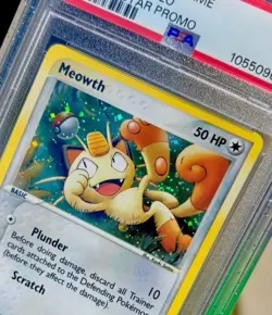 2003 Pokemon PSA 9 Meowth HOLO🚀🙀PROMO w/ SWIRL 🌀- 013 -& ECLIPSE GRADEDGUARD - Image 2