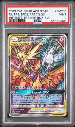 2019 POKEMON SM BLACK STAR PROMO FULL ART/MOLTRES & ZAPDOS & ARTICUNO GX PSA 9 - Image 1