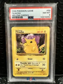 1999 POKEMON GAME PIKACHU YELLOW CHEEKS PSA 8 #58 - Image 3