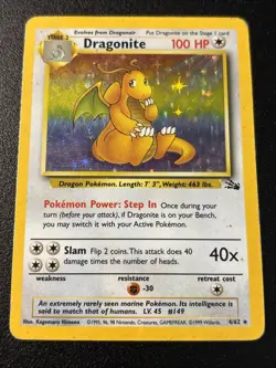 Pokemon Dragonite 4/62 - Fossil Unlimited Holo Rare Pokemon TCG MP-HP - Image 1
