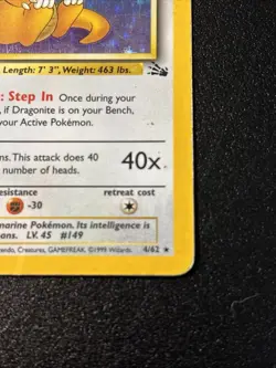 Pokemon Dragonite 4/62 - Fossil Unlimited Holo Rare Pokemon TCG MP-HP - Image 5