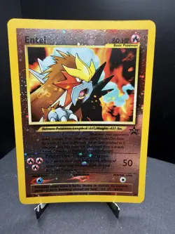 Pokemon TCG WOTC Entei 34 Movie Black Star Promo Reverse Holo SWIRL LP - Image 1