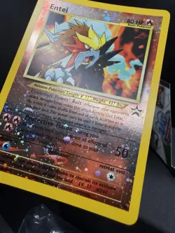 Pokemon TCG WOTC Entei 34 Movie Black Star Promo Reverse Holo SWIRL LP - Image 4