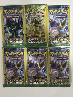 RARE Pokemon TCG XY Fates Collide 3-Card Booster Pack Sealed - Set Of 6 - Image 1