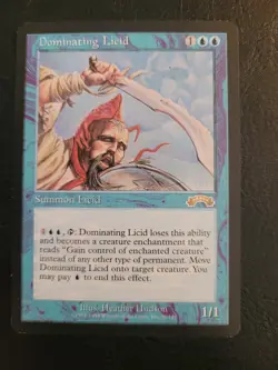 MTG Magic the Gathering Dominating Licid (30/143) Exodus Blue Rare English PLAYE - Image 1