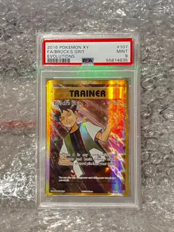 2016 POKEMON XY EVOLUTIONS #107/108 FULL ART/BROCK'S GRIT PSA 9 - Image 1