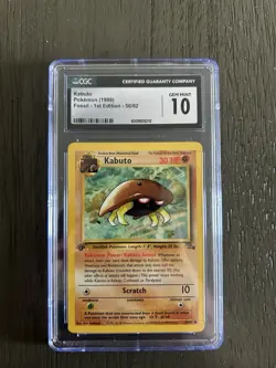 Pokemon Kabuto Fossil 1st Edition 50/62 CGC 10 Regular English Card - Image 1