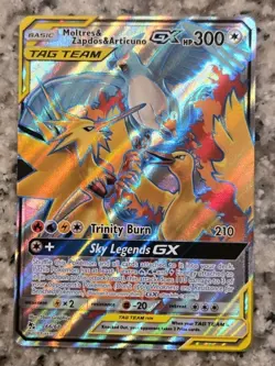 Pokemon TCG Moltres Zapdos Articuno GX Hidden Fates Holo Ultra Rare Card 66/68 - Image 1