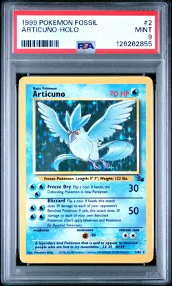 Articuno-Holo Pokemon Fossil 2 NM PSA 9 - Image 1