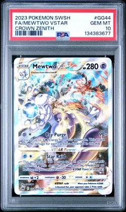 2023 POKEMON SWORD & SHIELD CROWN ZENITH #GG44 FULL ART/MEWTWO VSTAR PSA 10 - Image 1