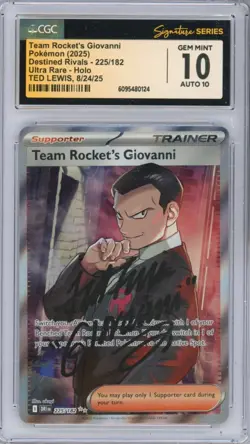 CGC GEM MINT Auto 10 Signed Ted Lewis Team Rocket's Giovanni (225/182) - Image 1