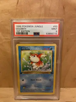 1999 Pokemon Jungle Goldeen 1st Edition PSA 9 - Image 1