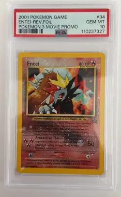 PSA 10 GEM MINT *SWIRL* Pokemon Entei #34 WOTC Promo - Image 1