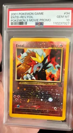 PSA 10 GEM MINT *SWIRL* Pokemon Entei #34 WOTC Promo - Image 3