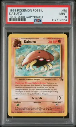 1999 POKEMON FOSSIL 1999-2000 COPYRIGHT #50 KABUTO PSA 9 - Image 1