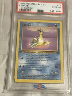 1999 Pokemon Fossil 1st Edition Lapras #25 Non-Holo GEM MINT PSA 10 - Image 1