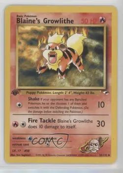 Blaine's Growlithe 1st Ed. Pokemon Gym Heroes #35 2000 - Image 1