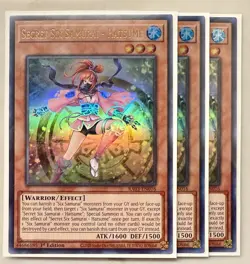 Yugioh! 3x Secret Six Samurai - Hatsume RA03-EN016 Ultra Rare 1st Ed NM - Image 1