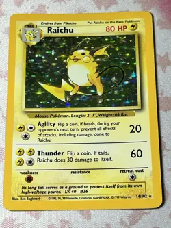Pokemon TCG Raichu Base Set Holo Rare Card 14/102 - Image 2