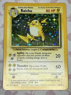 Pokemon TCG Raichu Base Set Holo Rare Card 14/102 - Image 3