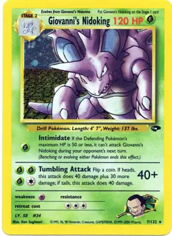 2000 Pokemon Giovanni's Nidoking 7/132 Gym Challenge Holo - Image 1