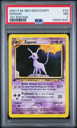 2001 POKEMON NEO DISCOVERY 1ST ED #20 ESPEON PSA 7 - Image 1
