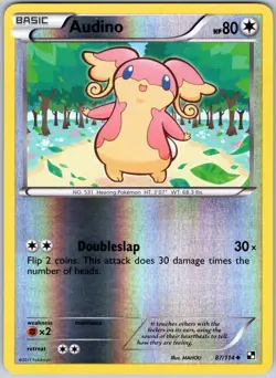 Audino 87/114 Uncommon Black & White Pokemon Reverse Holo NM - Image 1