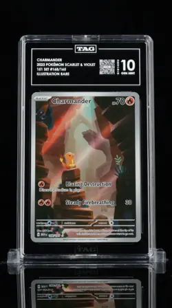 TAG GEM MINT 10 Charmander 151 Illustration Rare 168/165 Pokemon 2023 - Image 1