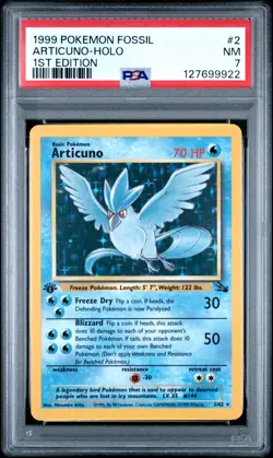 1999 Pokemon Fossil Articuno 1st Edition Rare HOLO #2/62 PSA 7 NM - Image 1