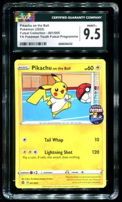 CGC 9.5 Pikachu On The Ball Futsal 2020 Pokemon Card #001 - Image 1
