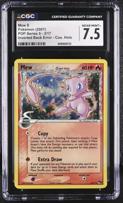 CGC 7.5 Mew 2007 POP Series 5 Holo 3/17 Inverted Back Error Pokemon Card - Image 1