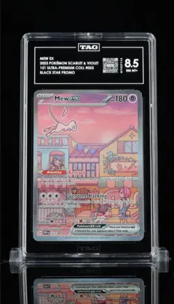 Pokemon 2023 151 MEW EX #053 Black Star Promo - TAG 8.5 NM MT+ - Image 1