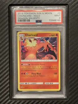 2018 PSA 9 Charizard #3 Holo Rare Pokemon TCG Sun & Moon Dragon Majesty - Image 1