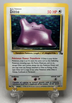 Ditto 3/62 Holo Rare - 1999 Pokemon WOTC Fossil - Unlimited Holo Rare Near Mint! - Image 1
