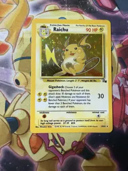 Raichu -14/62 - Pokemon Fossil Unlimited Holo Rare WOTC Vintage NM/LP - Image 1