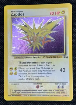 Zapdos 15/62 Holo Rare Fossil Pokemon NM - Image 1