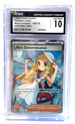 2025 POKEMON GEM MINT LILLIE'S DETERMINATION # 169/132 HOLO GRADE 10 AWESOME ! - Image 1