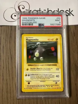 PSA 9 - Pokemon MAGNEMITE 53/102 - SHADOWLESS BASE SET - MINT - Image 1