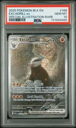 2025 POKEMON BLK BLACK BOLT #168 EXCADRILL ex SPECIAL ILLUSTRATION RARE PSA 10 - Image 1