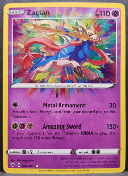 Zacian 082/185 Vivid Voltage Amazing Rare Pokemon Pokemon Card English Near Mint - Image 1