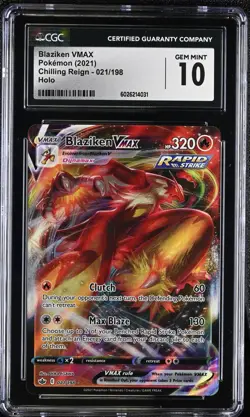 CGC 10 GEM MINT Blaziken VMAX 021/198 Chilling Reign Ultra Rare Holo Pokemon TCG - Image 1