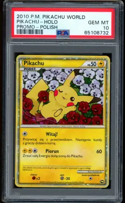 2010 Pokemon Pikachu World Promo Polish Holo PSA 10 GEM MINT - Image 1