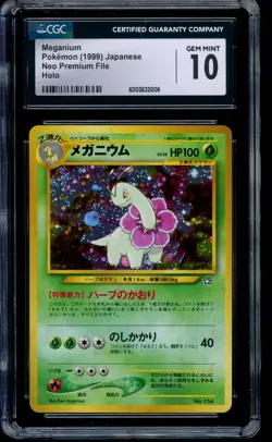 1999 Pokemon Meganium Neo Premium File #154 CGC 10 GEM MINT - Image 1