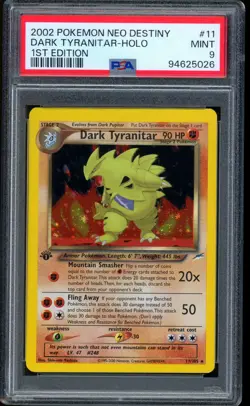 2002 Pokemon Dark Tyranitar 1st Edition Neo Destiny Holo #11 PSA 9 MINT - Image 1