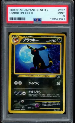 2000 Pokemon Umbreon Neo 2 Japanese Discovery Holo #197 PSA 9 MINT - Image 1