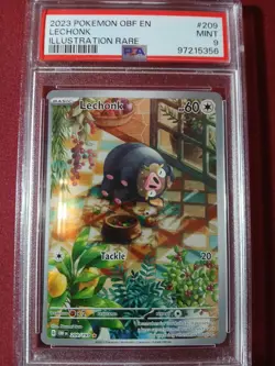 Lechonk PSA 9 Illustration Rare Obsidian Flames 2023 Pokemon English #209 - Image 3
